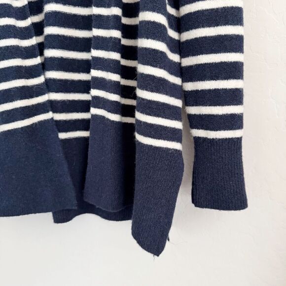 Madewell Cozy Wool Alpaca Blend Walker Blue White Striped Cardigan Size S - Picture 5 of 7